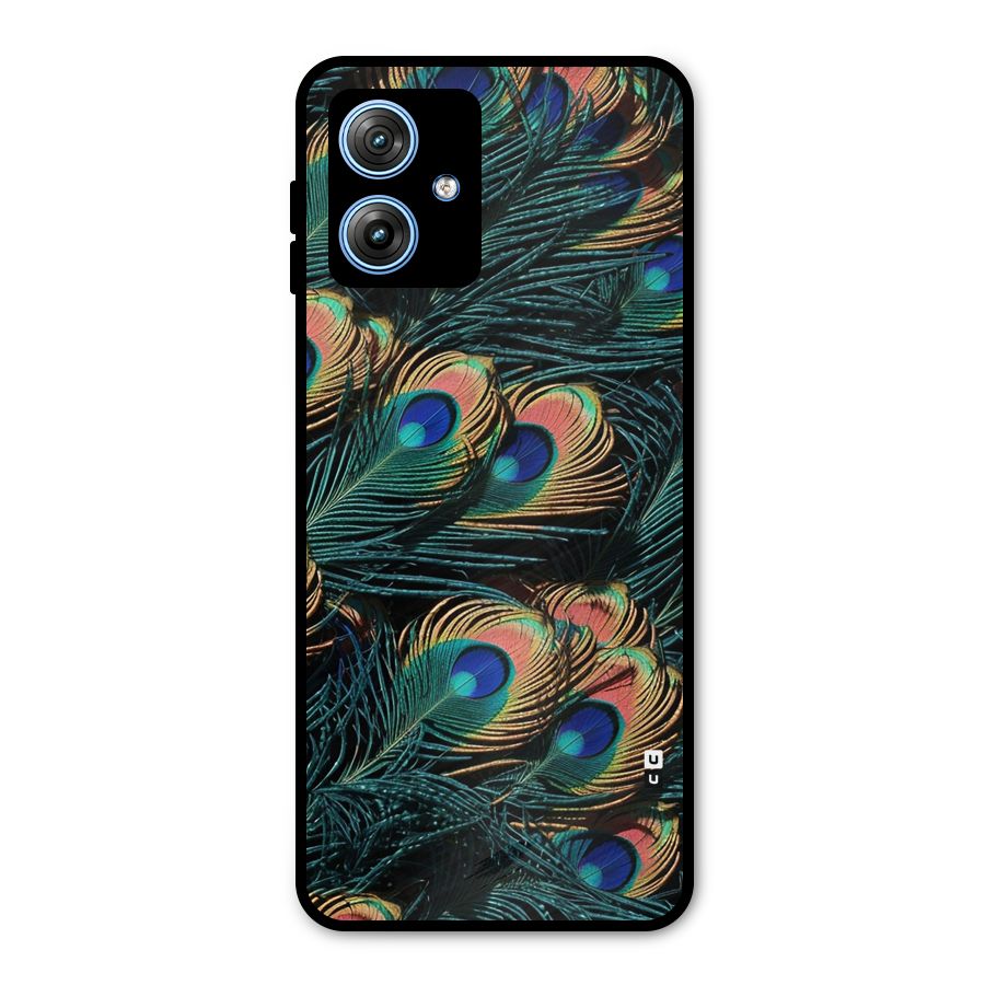 Peacock Feather Art Metal Back Case for Moto G54