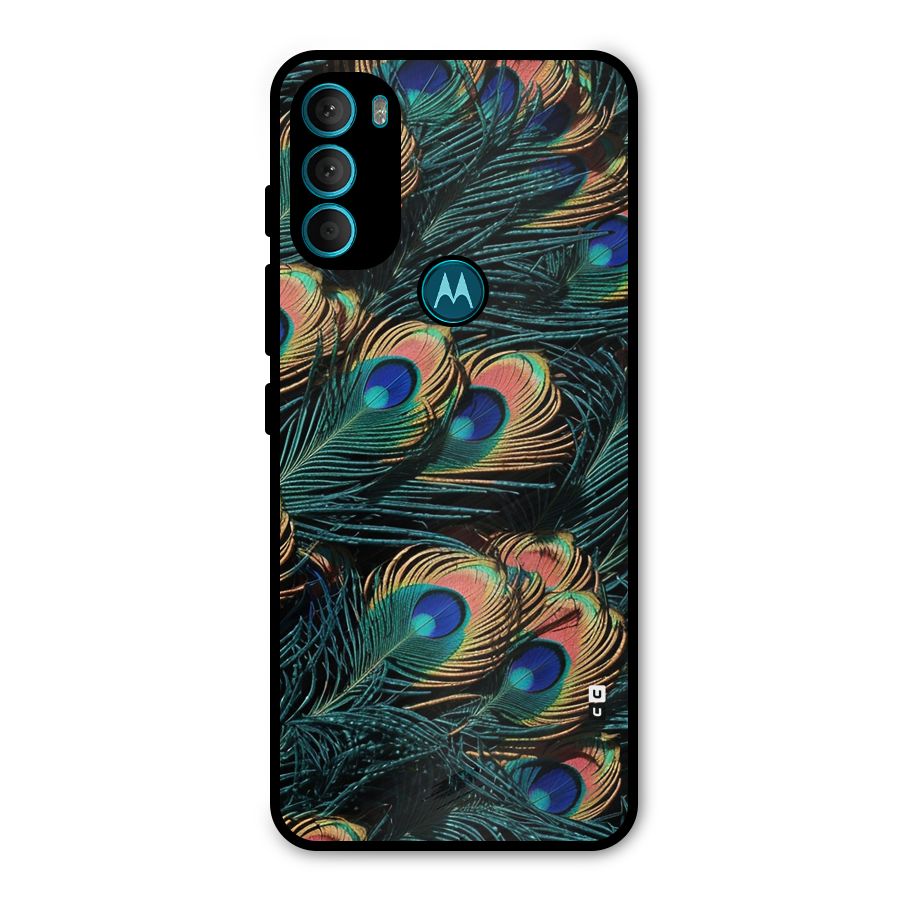 Peacock Feather Art Metal Back Case for Moto G71 5G