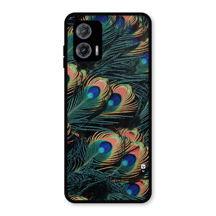 Peacock Feather Art Metal Back Case for Moto G73