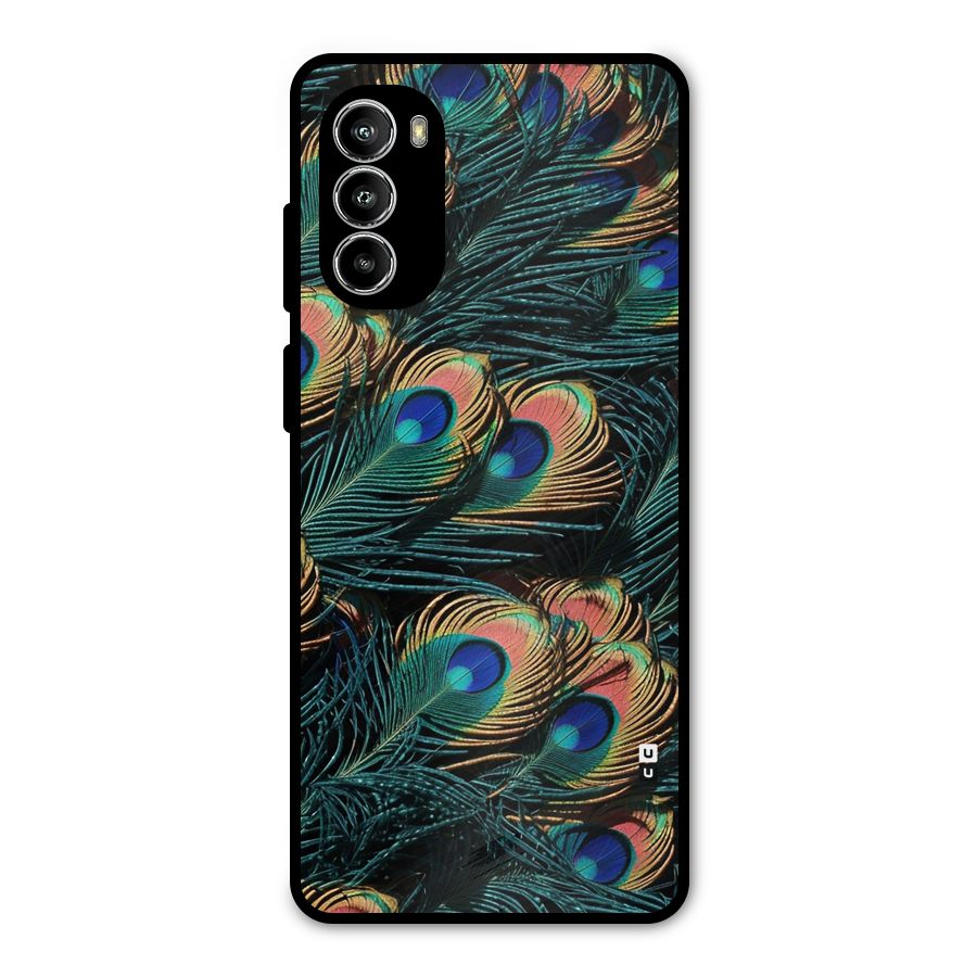 Peacock Feather Art Metal Back Case for Moto G82