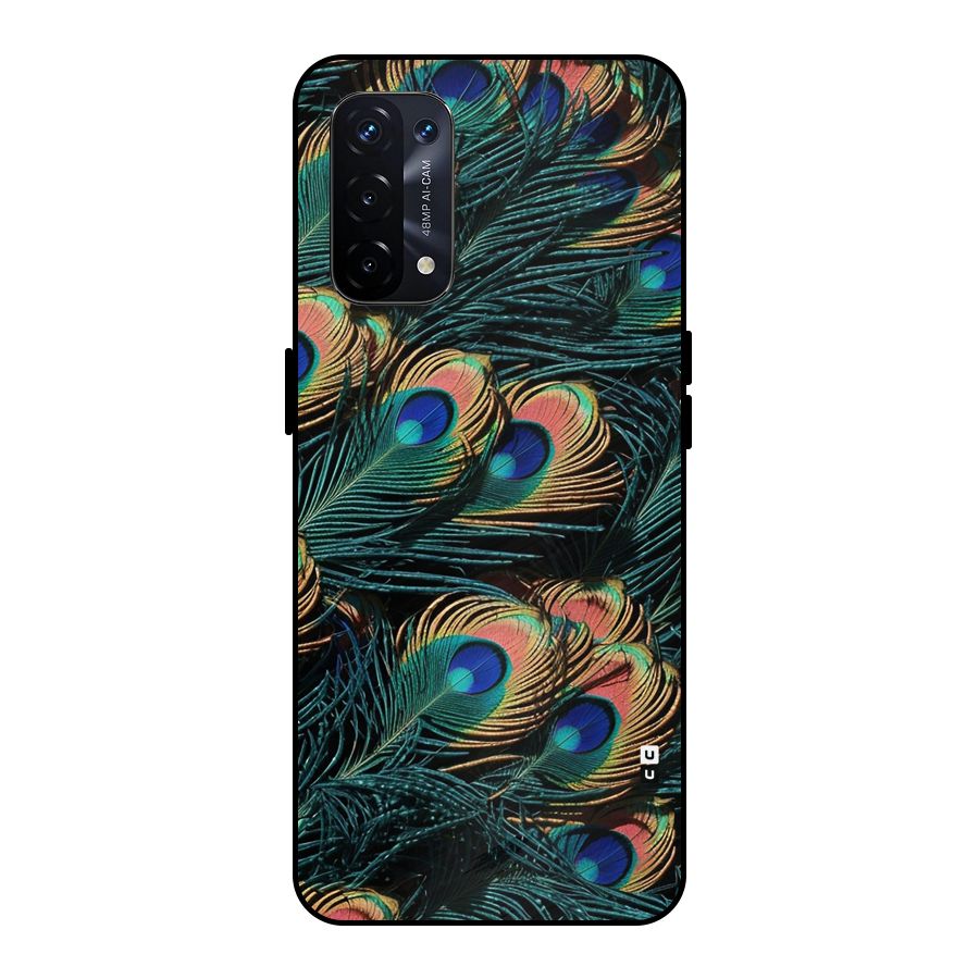 Peacock Feather Art Metal Back Case for Oppo A74 5G
