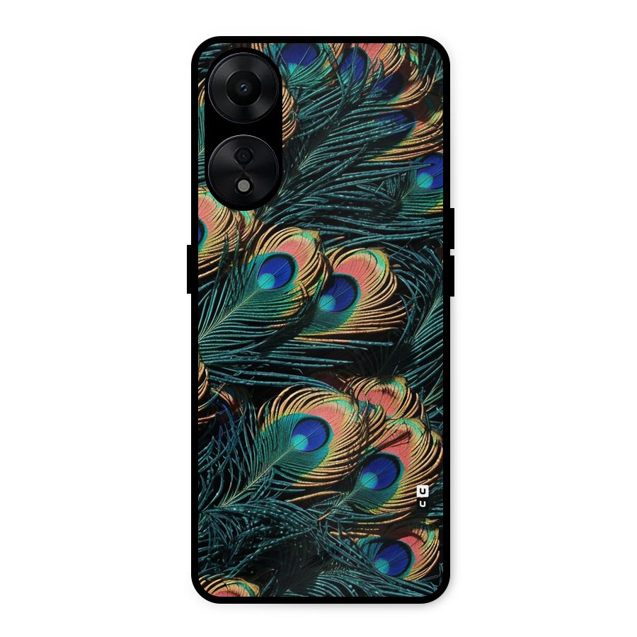 Peacock Feather Art Metal Back Case for Oppo A78 5G