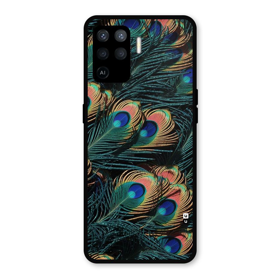 Peacock Feather Art Metal Back Case for Oppo F19 Pro