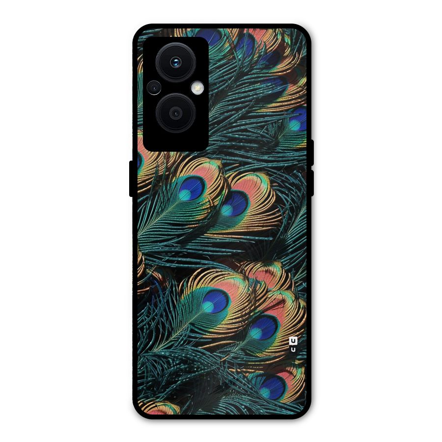 Peacock Feather Art Metal Back Case for Oppo F21 Pro 5G