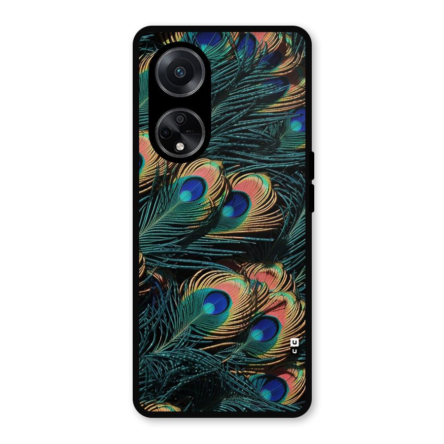 Peacock Feather Art Metal Back Case for Oppo F23