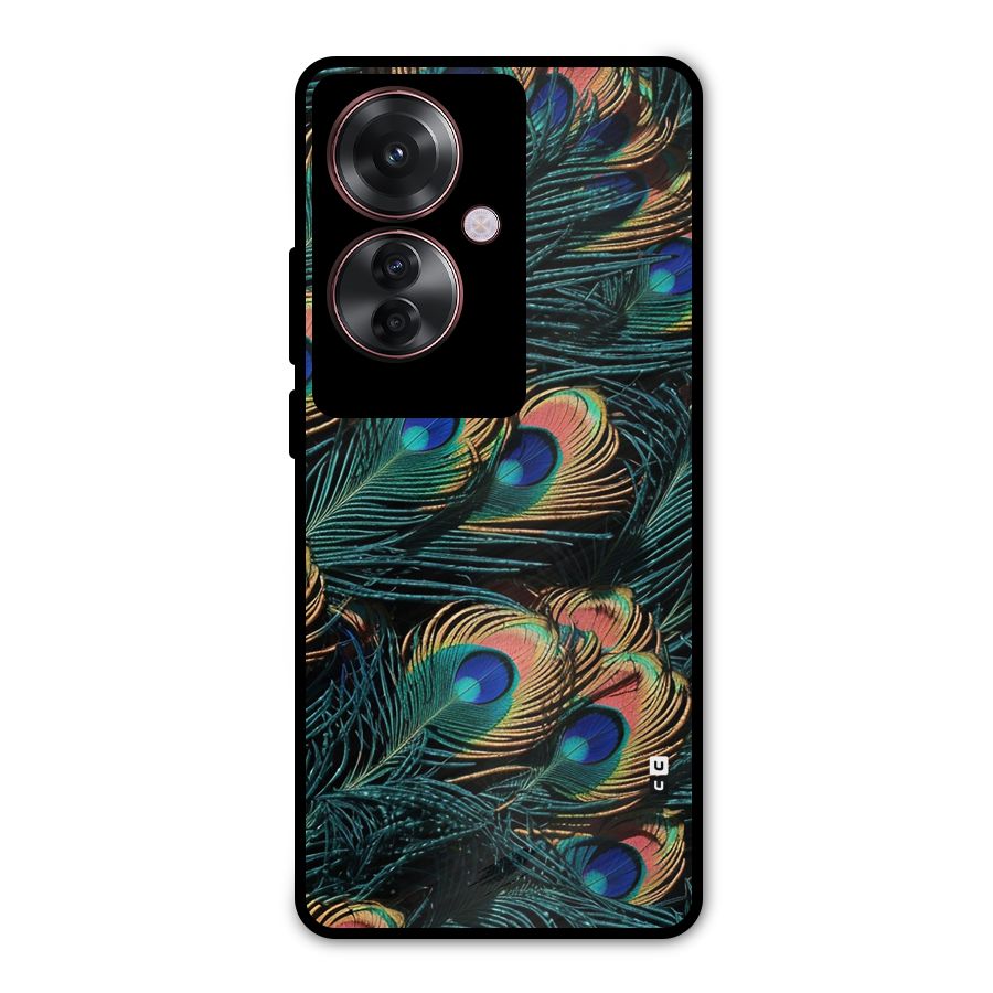 Peacock Feather Art Metal Back Case for Oppo F25 Pro