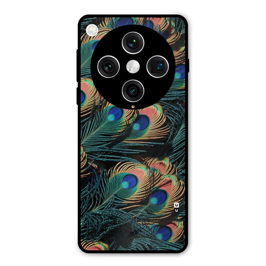 Peacock Feather Art Metal Back Case for Oppo Find X8 Pro