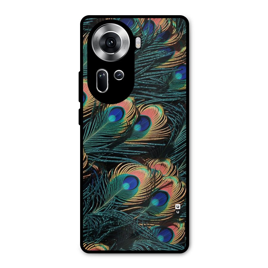 Peacock Feather Art Metal Back Case for Oppo Reno11 5G