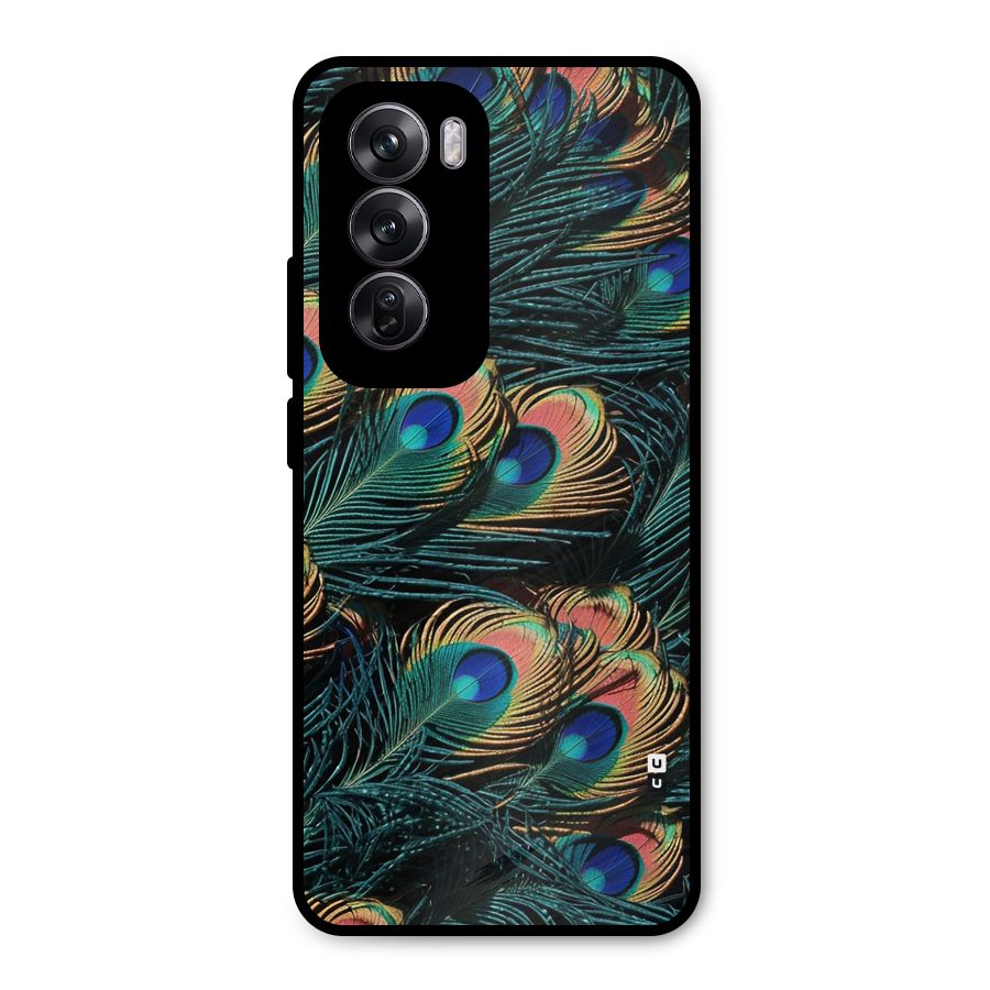 Peacock Feather Art Metal Back Case for Oppo Reno12 Pro