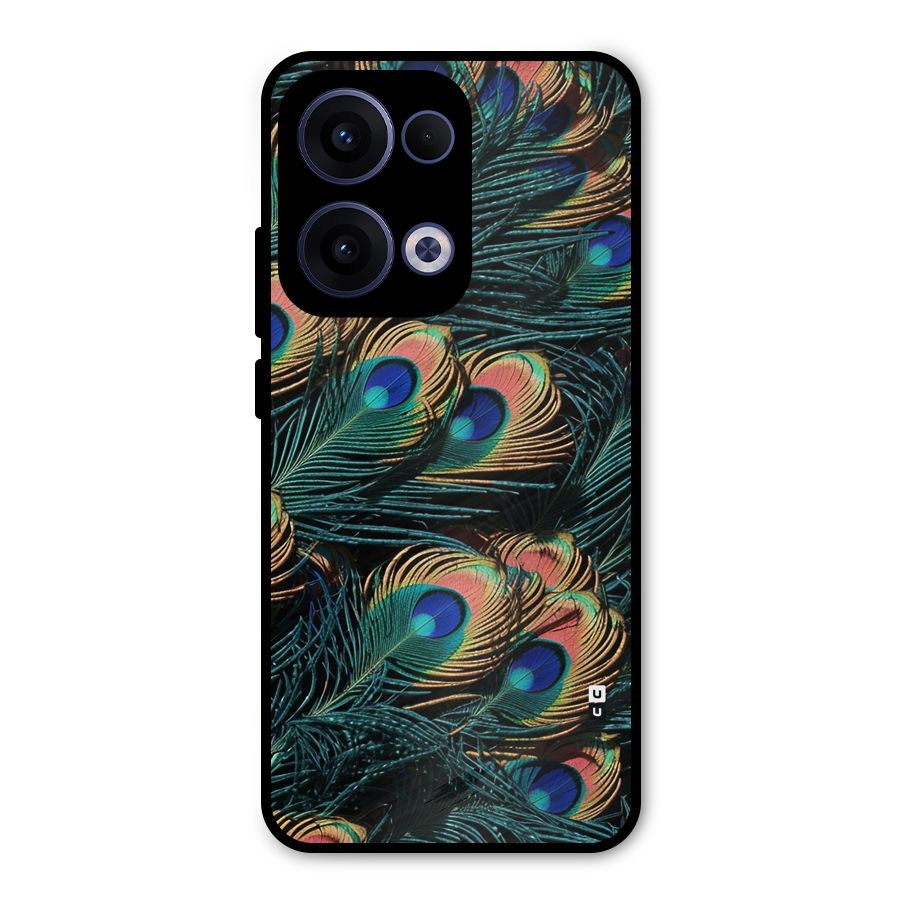 Peacock Feather Art Metal Back Case for Oppo Reno13