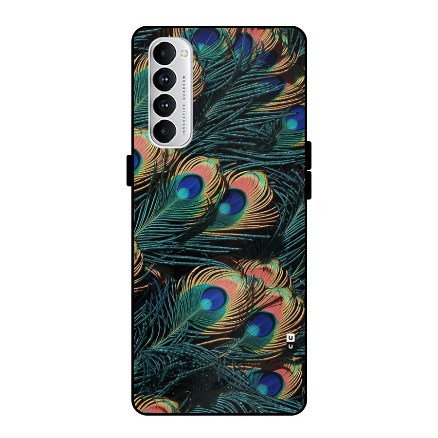 Peacock Feather Art Metal Back Case for Oppo Reno4 Pro