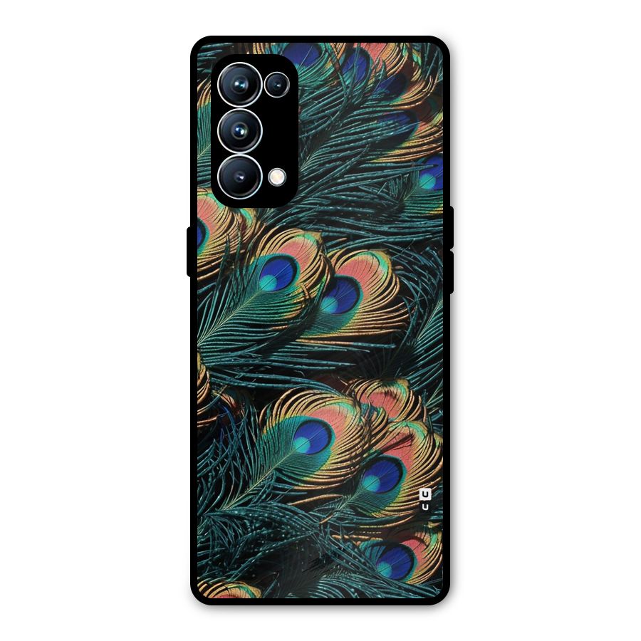 Peacock Feather Art Metal Back Case for Oppo Reno5 Pro 5G