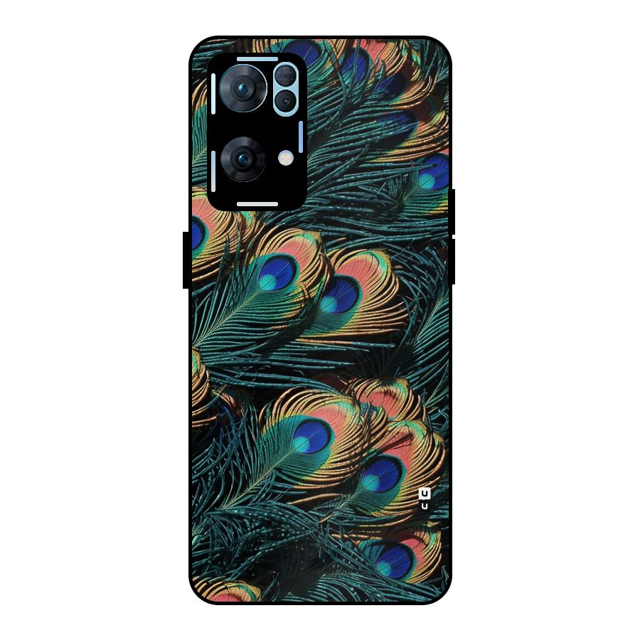 Peacock Feather Art Metal Back Case for Oppo Reno7 Pro 5G