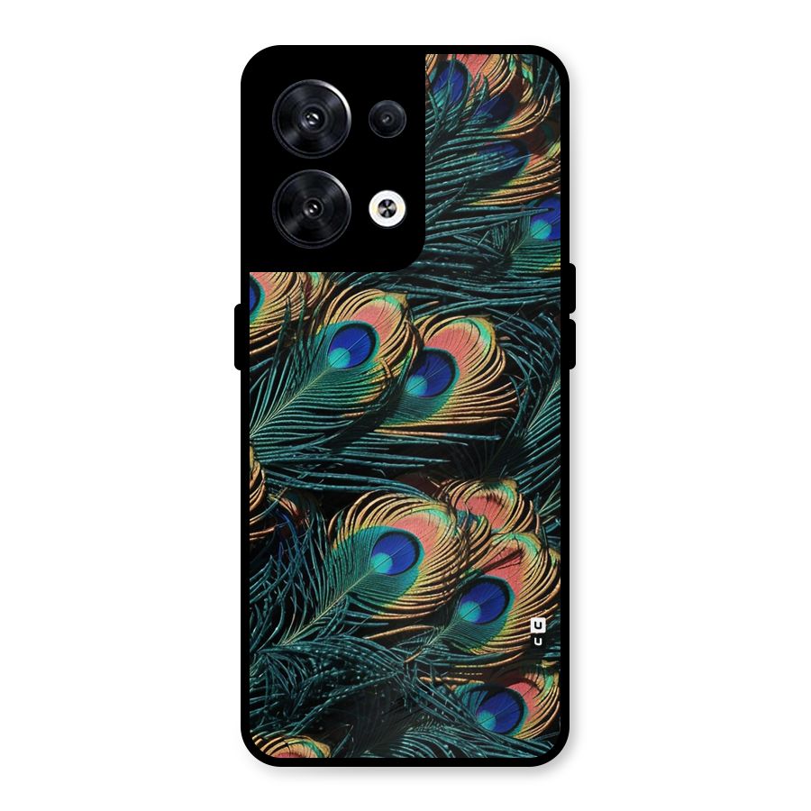 Peacock Feather Art Metal Back Case for Oppo Reno8 5G
