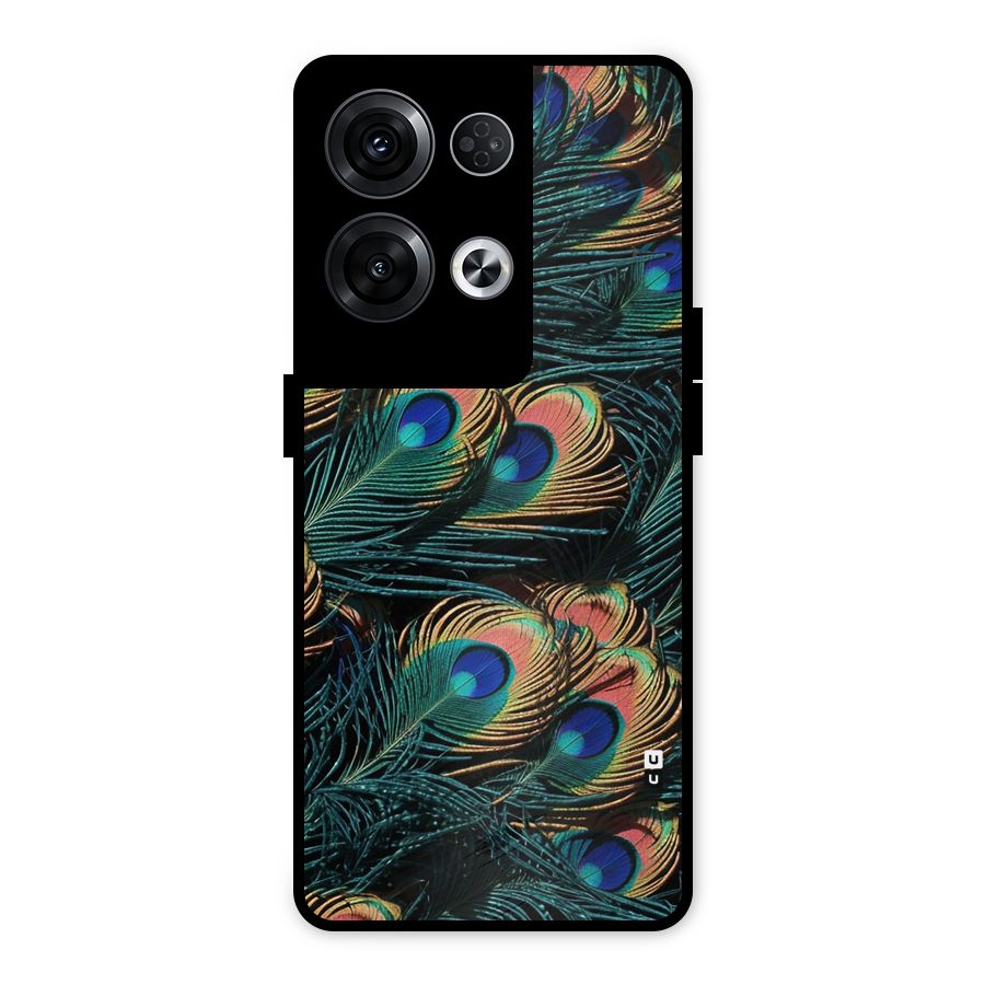 Peacock Feather Art Metal Back Case for Oppo Reno8 Pro 5G