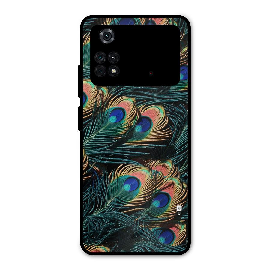 Peacock Feather Art Metal Back Case for Poco M4 Pro 4G