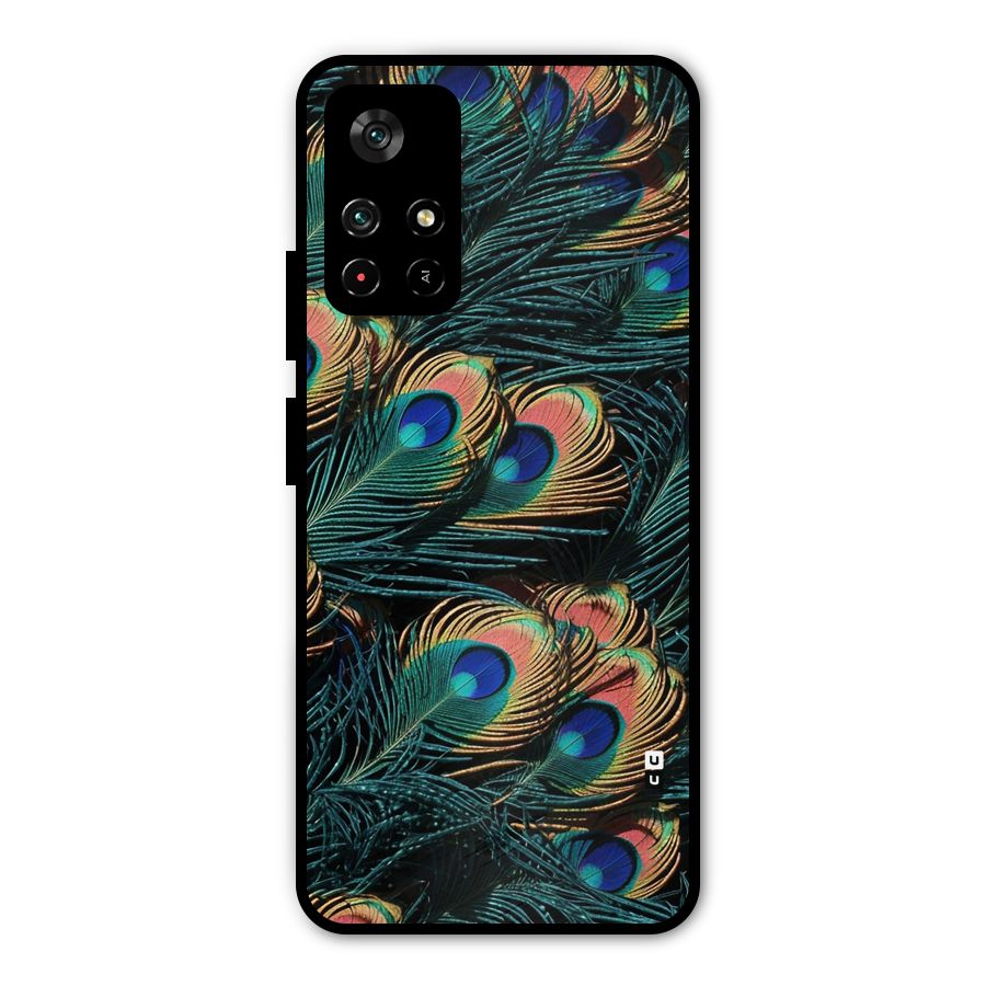 Peacock Feather Art Metal Back Case for Poco M4 Pro 5G