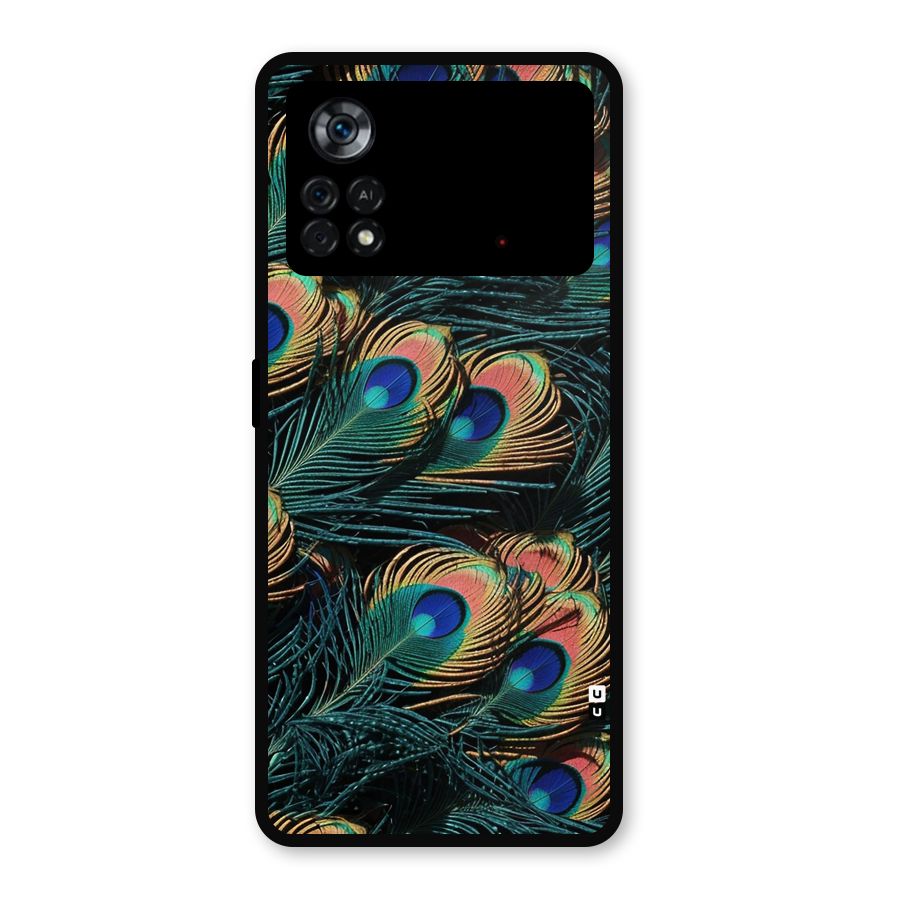 Peacock Feather Art Metal Back Case for Poco X4 Pro 5G