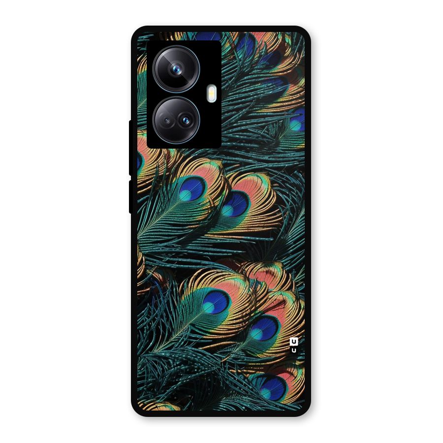 Peacock Feather Art Metal Back Case for Realme 10 Pro Plus