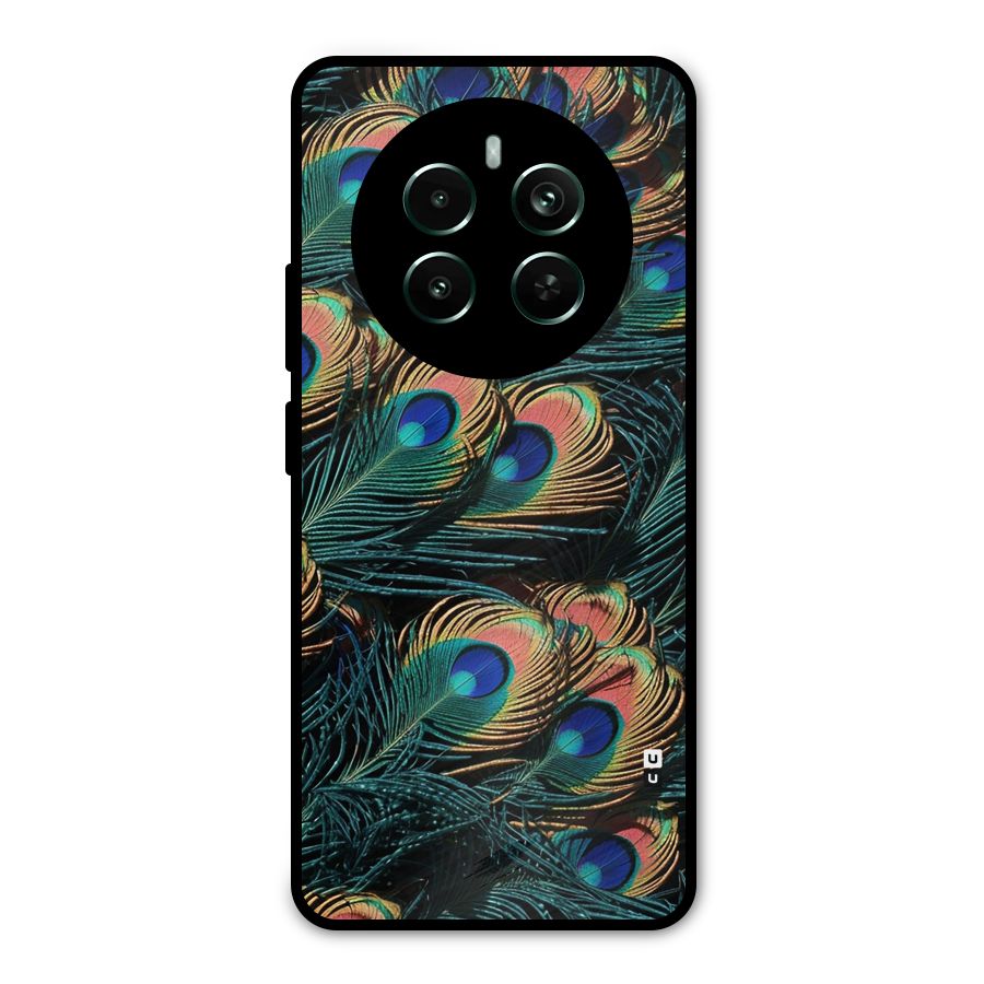 Peacock Feather Art Metal Back Case for Realme 12 Plus