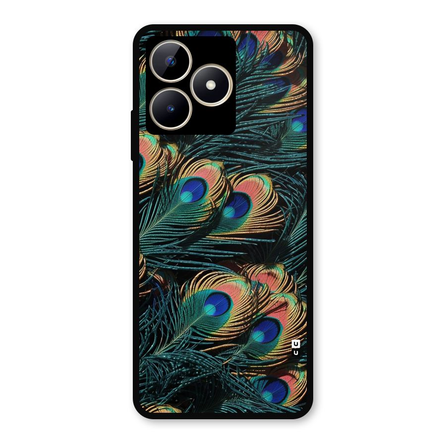 Peacock Feather Art Metal Back Case for Realme C53