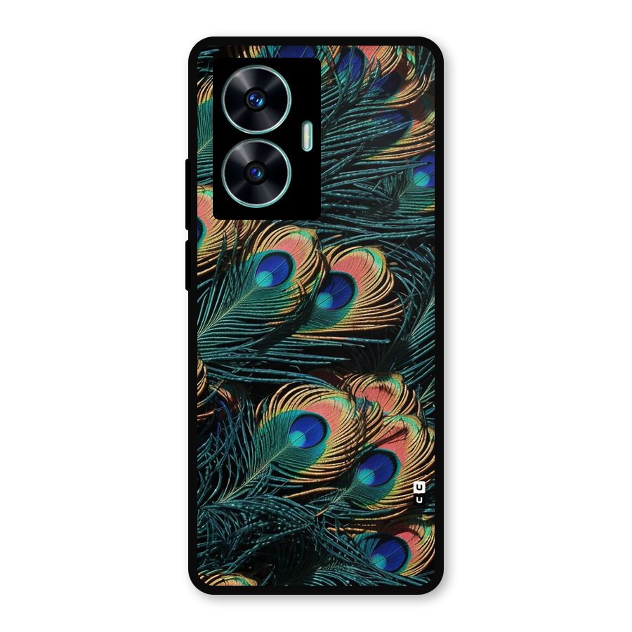 Peacock Feather Art Metal Back Case for Realme C55