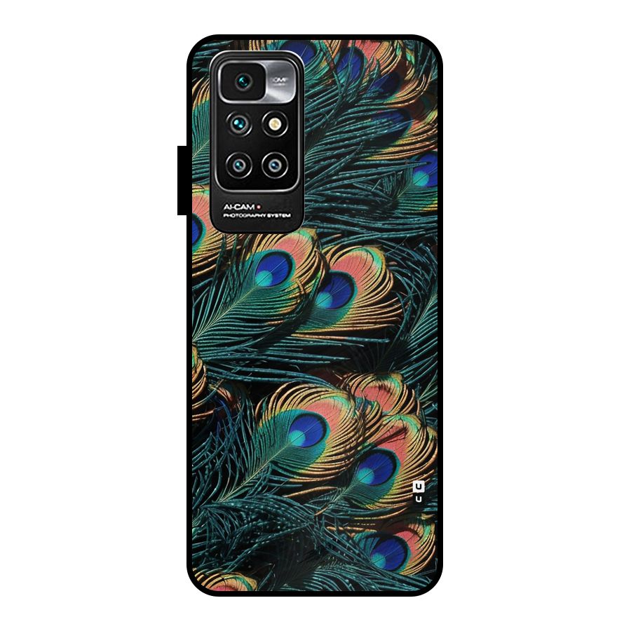 Peacock Feather Art Metal Back Case for Redmi 10 Prime