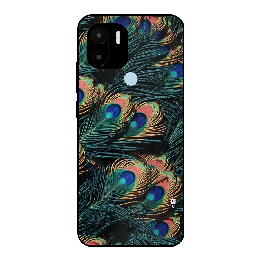 Peacock Feather Art Metal Back Case for Redmi A1 Plus