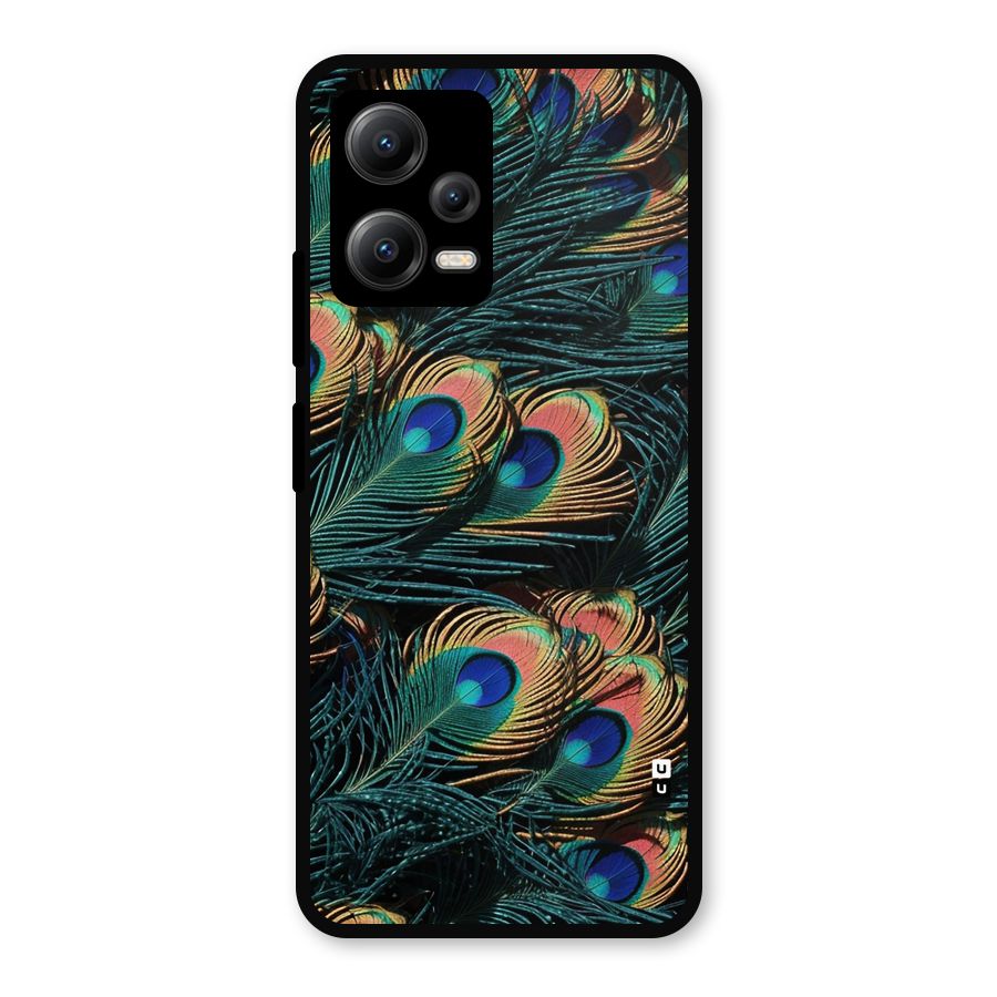 Peacock Feather Art Metal Back Case for Redmi Note 12 5G