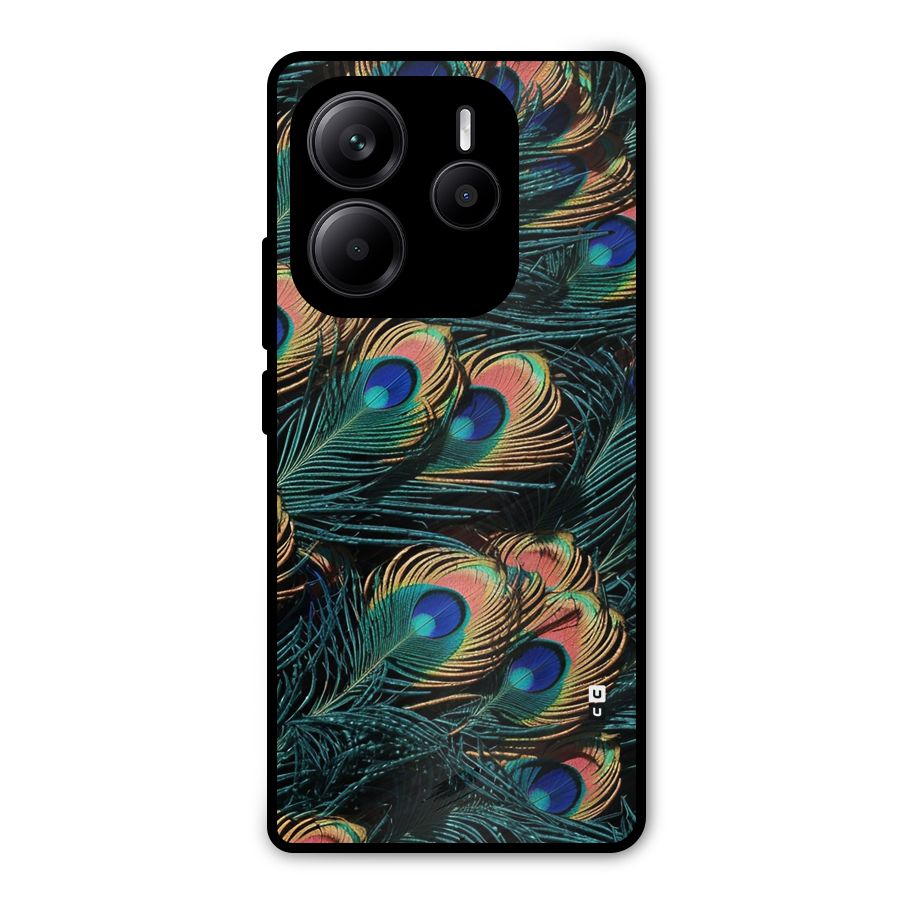 Peacock Feather Art Metal Back Case for Redmi Note 14 5G