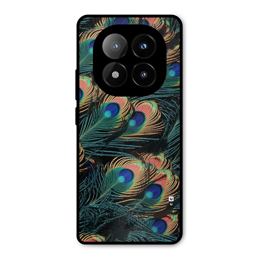 Peacock Feather Art Metal Back Case for Redmi Note 14 Pro Plus 5G