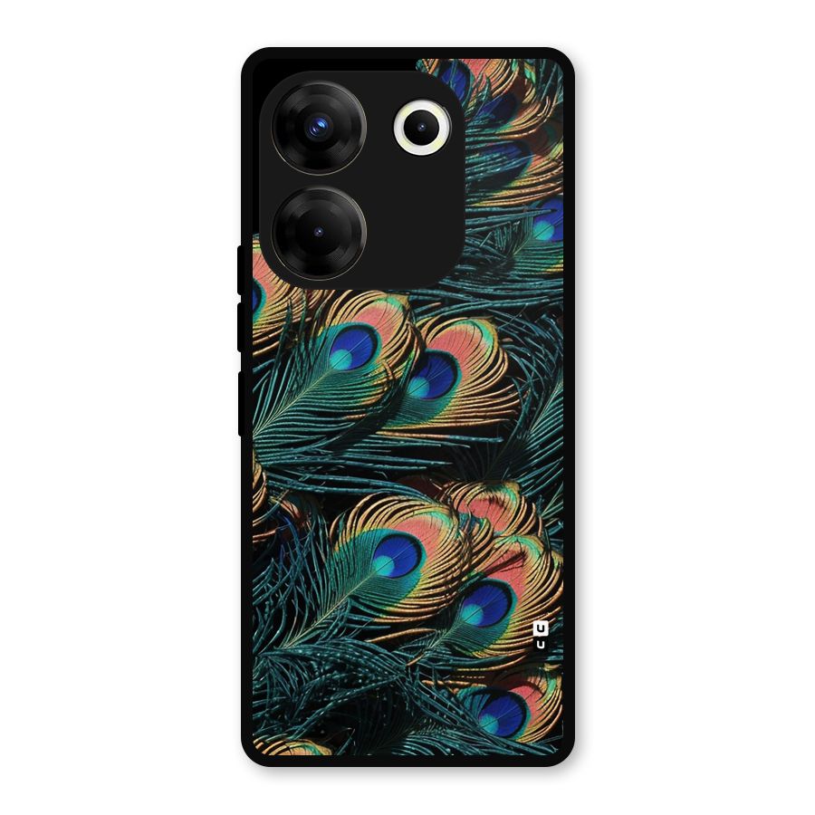 Peacock Feather Art Metal Back Case for Tecno Camon 20 Pro