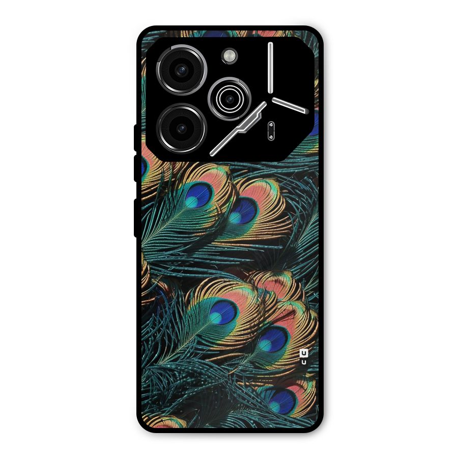 Peacock Feather Art Metal Back Case for Tecno Pova 6 Pro