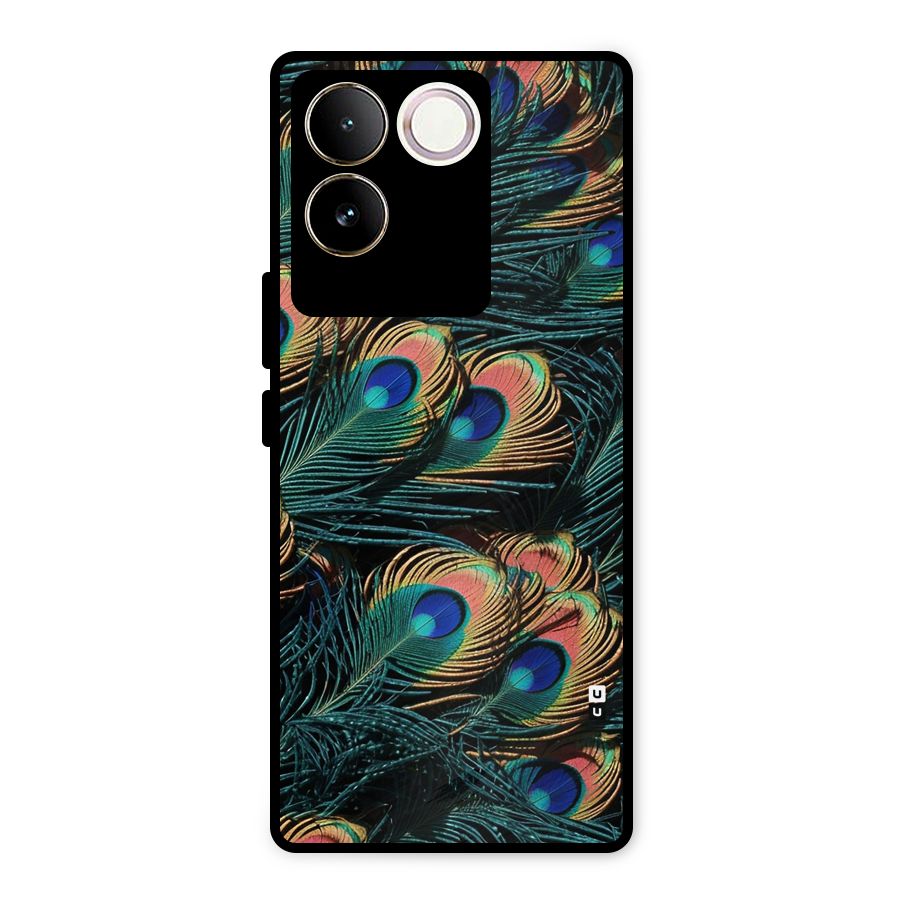 Peacock Feather Art Metal Back Case for Vivo T2 Pro
