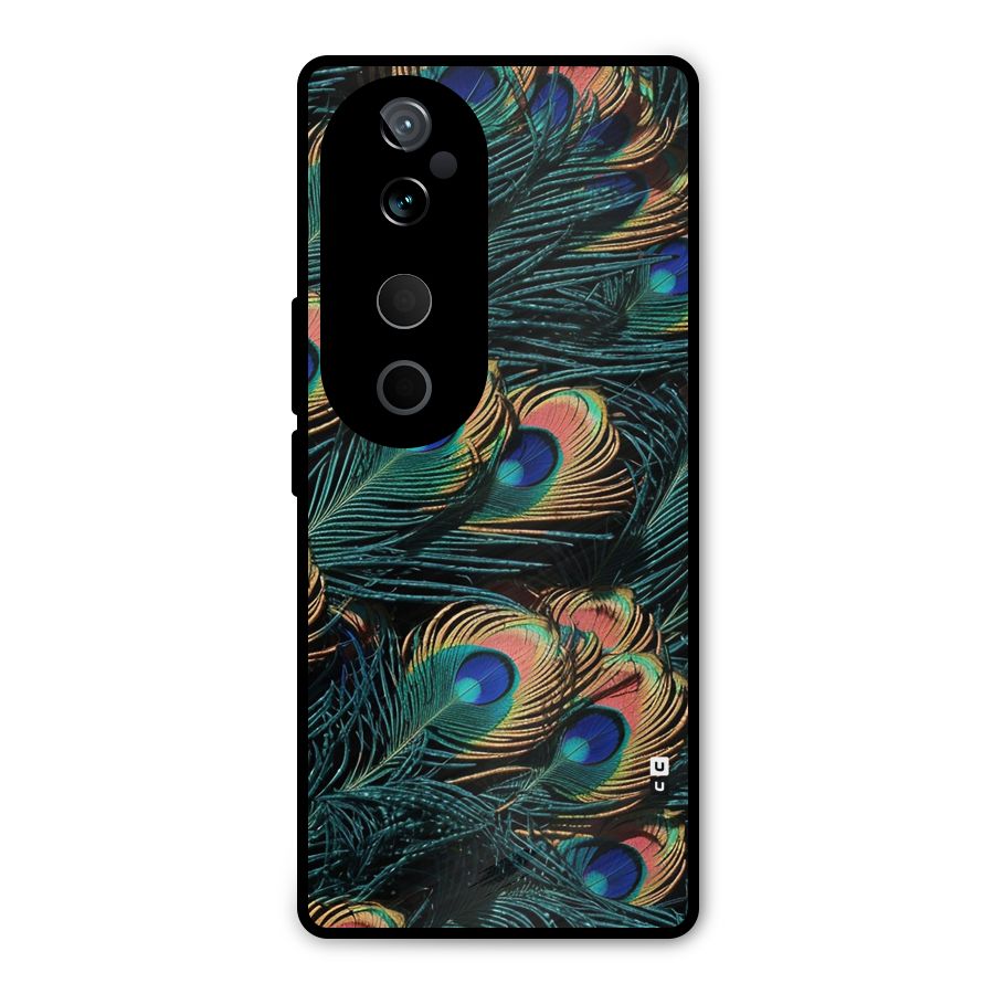 Peacock Feather Art Metal Back Case for Vivo T3 Ultra