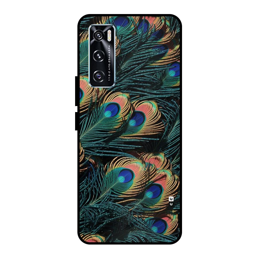 Peacock Feather Art Metal Back Case for Vivo V20 SE
