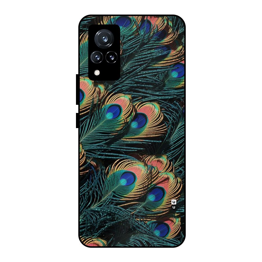 Peacock Feather Art Metal Back Case for Vivo V21 5G