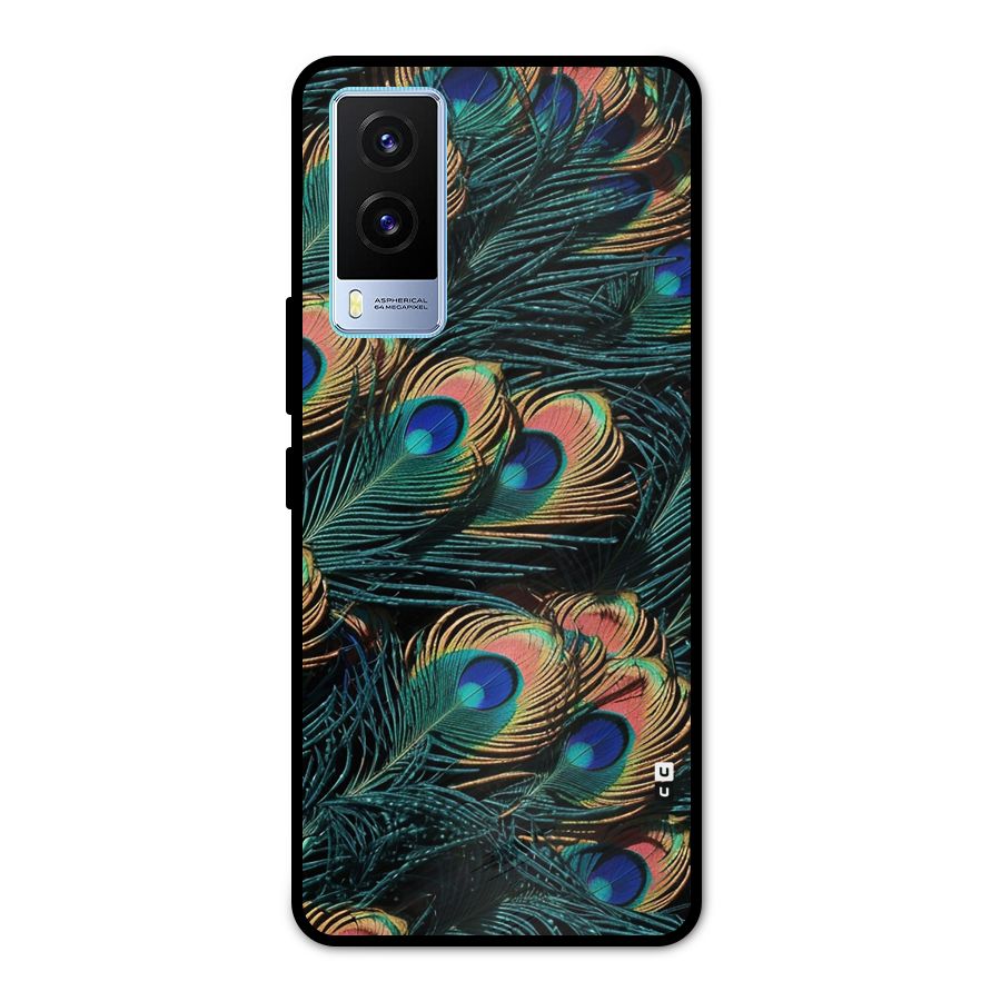 Peacock Feather Art Metal Back Case for Vivo V21e 5G