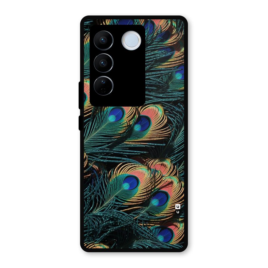 Peacock Feather Art Metal Back Case for Vivo V27