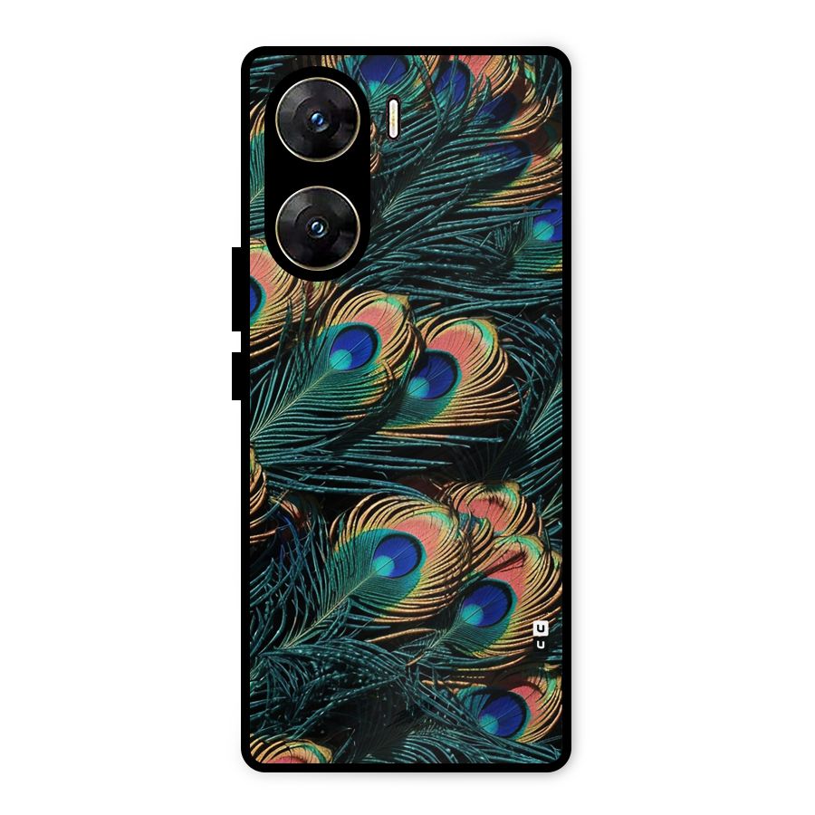 Peacock Feather Art Metal Back Case for Vivo V29e