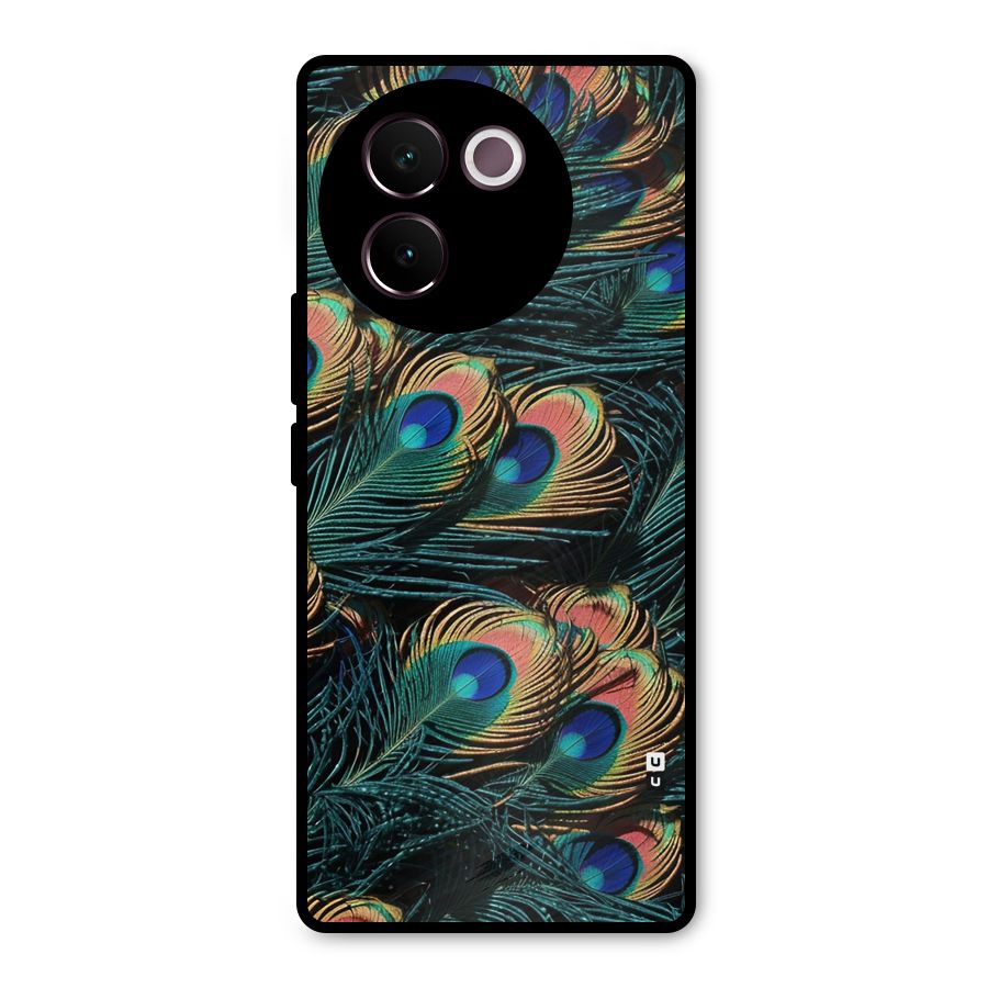 Peacock Feather Art Metal Back Case for Vivo V30e