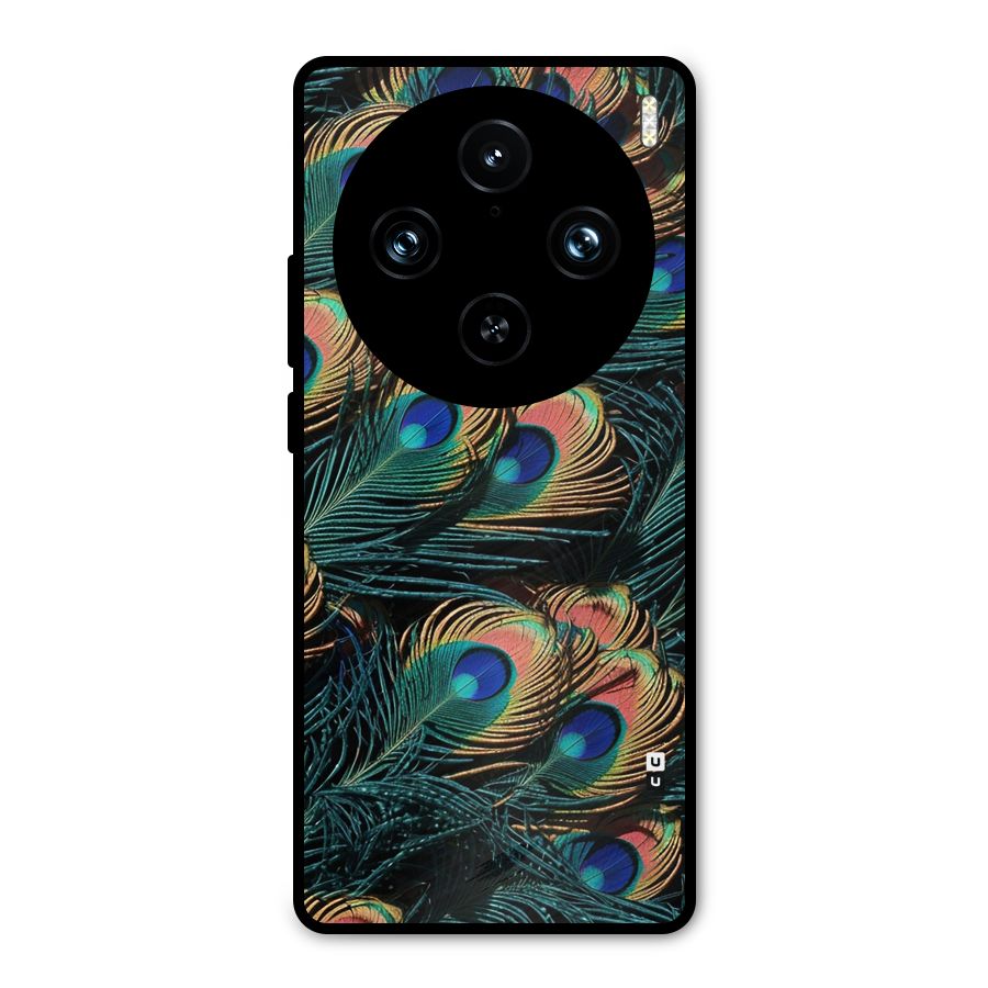 Peacock Feather Art Metal Back Case for Vivo X100 Pro