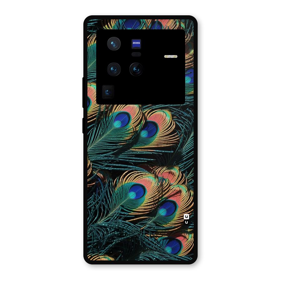 Peacock Feather Art Metal Back Case for Vivo X80 Pro