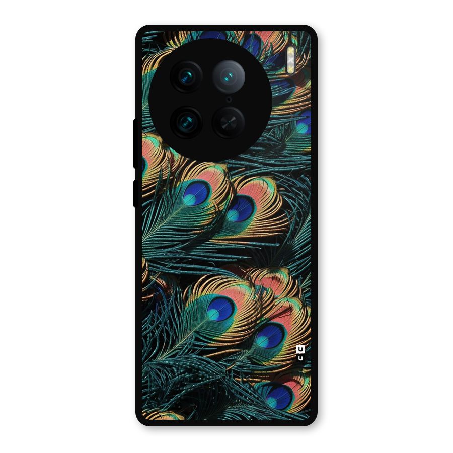 Peacock Feather Art Metal Back Case for Vivo X90 Pro