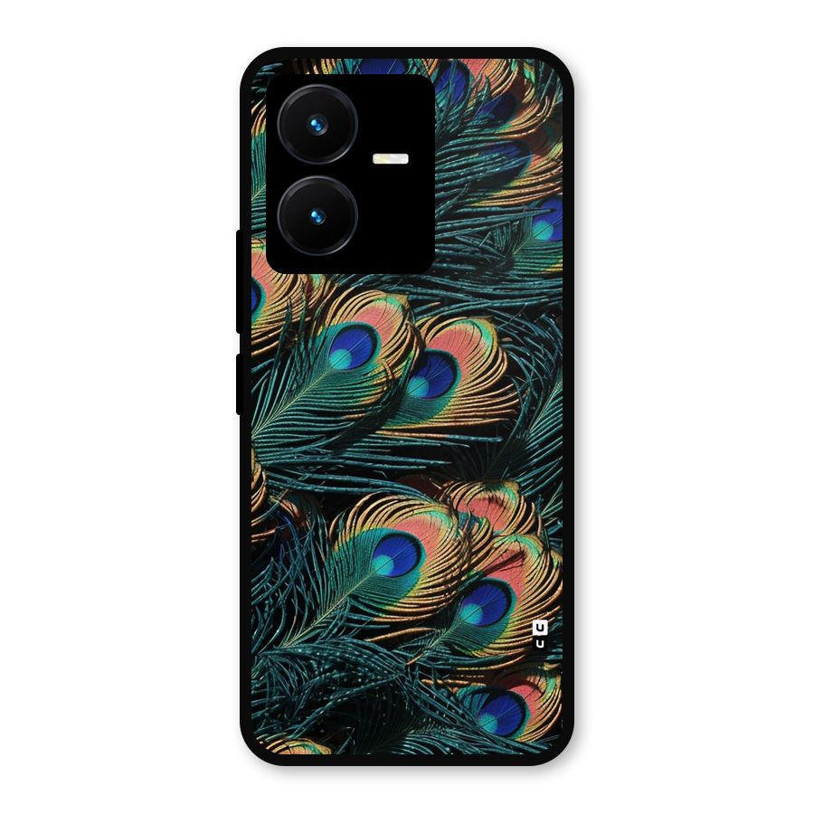 Peacock Feather Art Metal Back Case for Vivo Y22