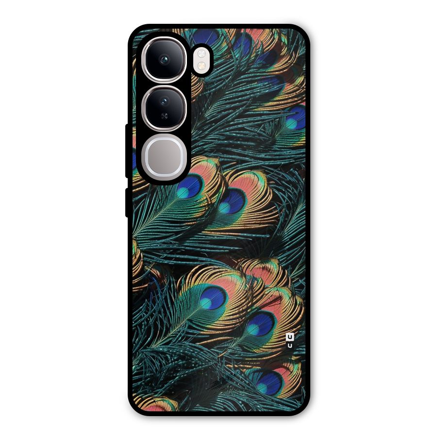 Peacock Feather Art Metal Back Case for Vivo Y300