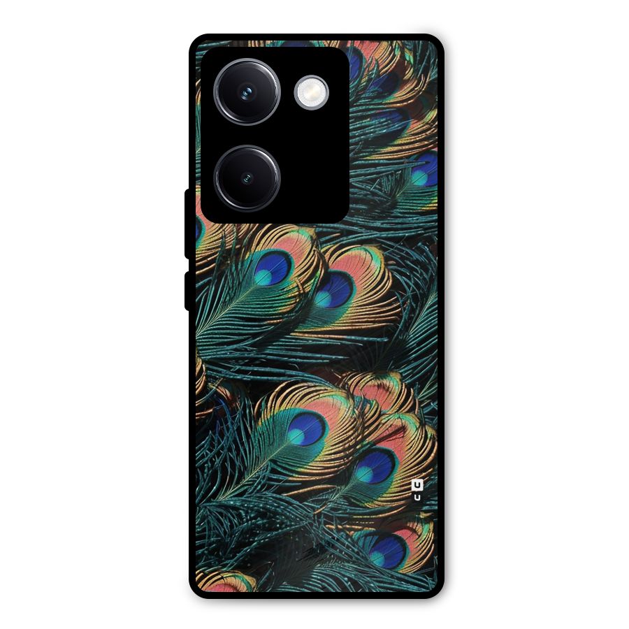 Peacock Feather Art Metal Back Case for Vivo Y300 Plus