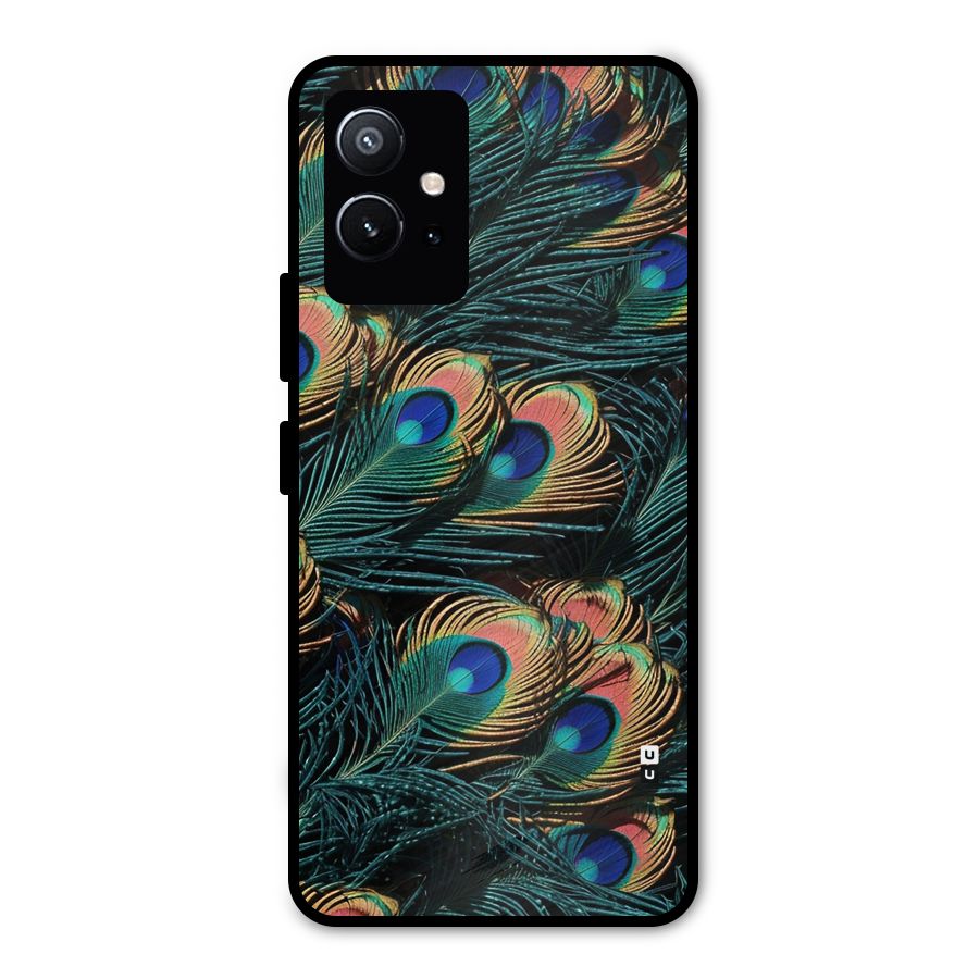 Peacock Feather Art Metal Back Case for Vivo Y75 5G