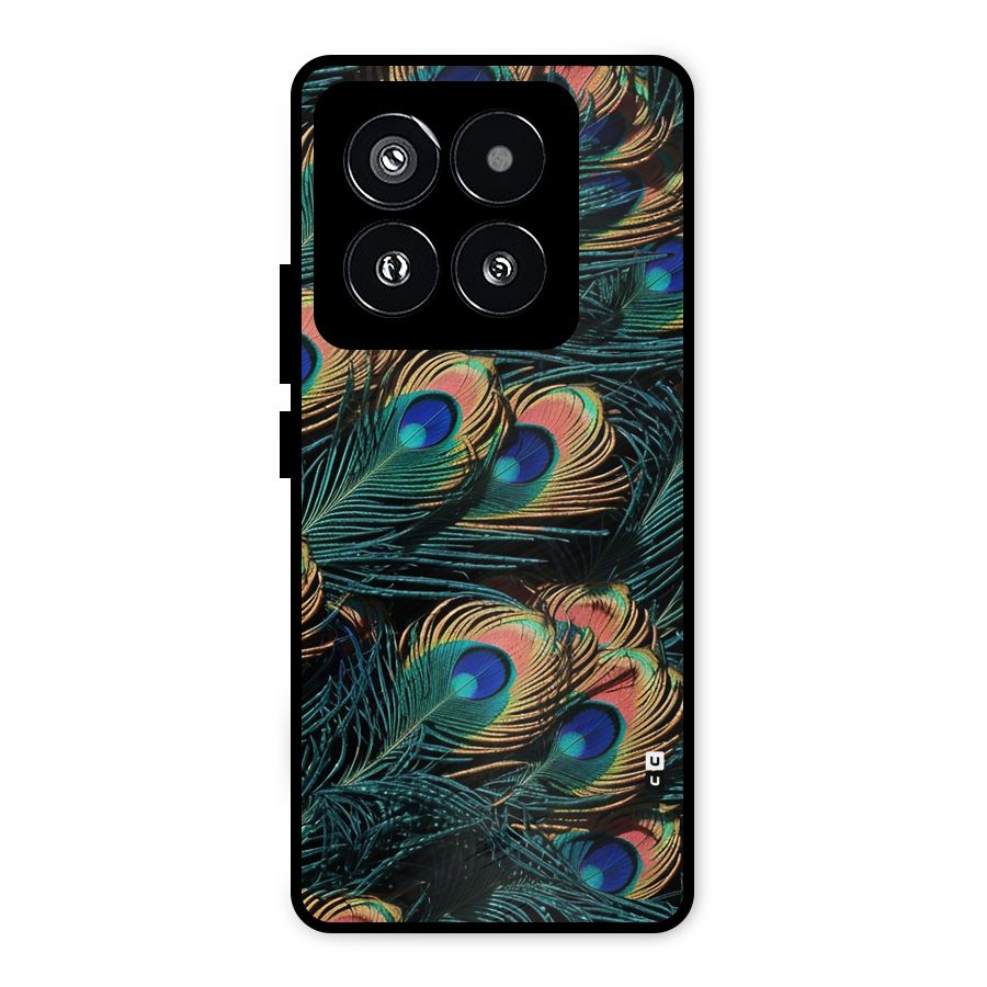 Peacock Feather Art Metal Back Case for Xiaomi 14 Pro
