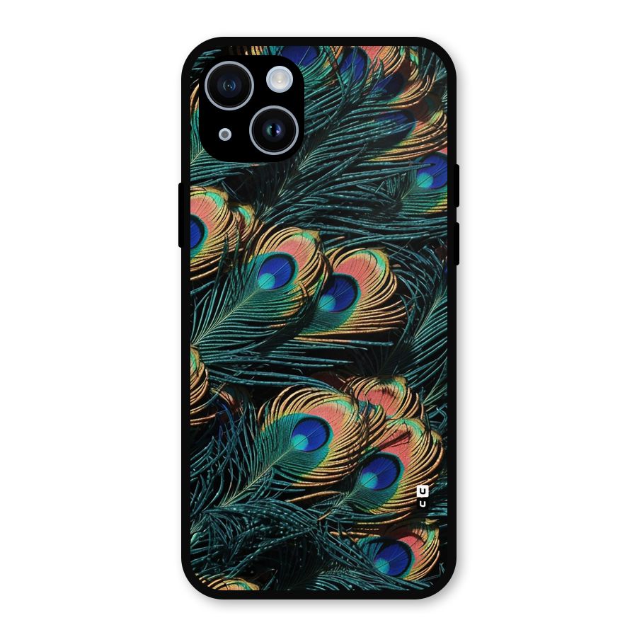 Peacock Feather Art Metal Back Case for iPhone 14
